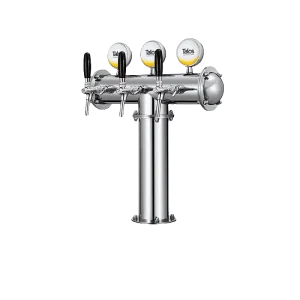 4 WAY T TYPE BEER TOWER WITH LED WITH TAPS, POLISHED 102MM. (Copy)